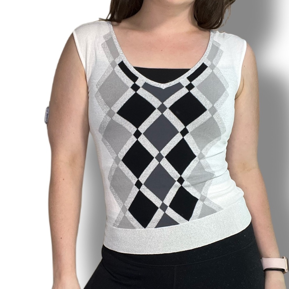 Vintage ‘The Limited’ Argyle Tank Top ‘Sweater Vest’ Size Small - Picture 1 of 9